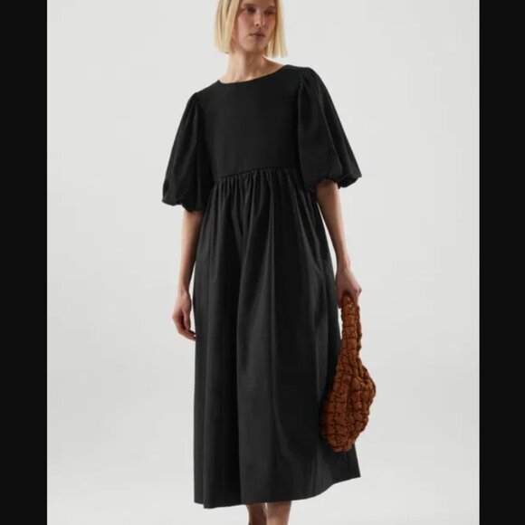COS Dresses & Skirts - COS Puff-Sleeve Midi Dress in Black Size Large